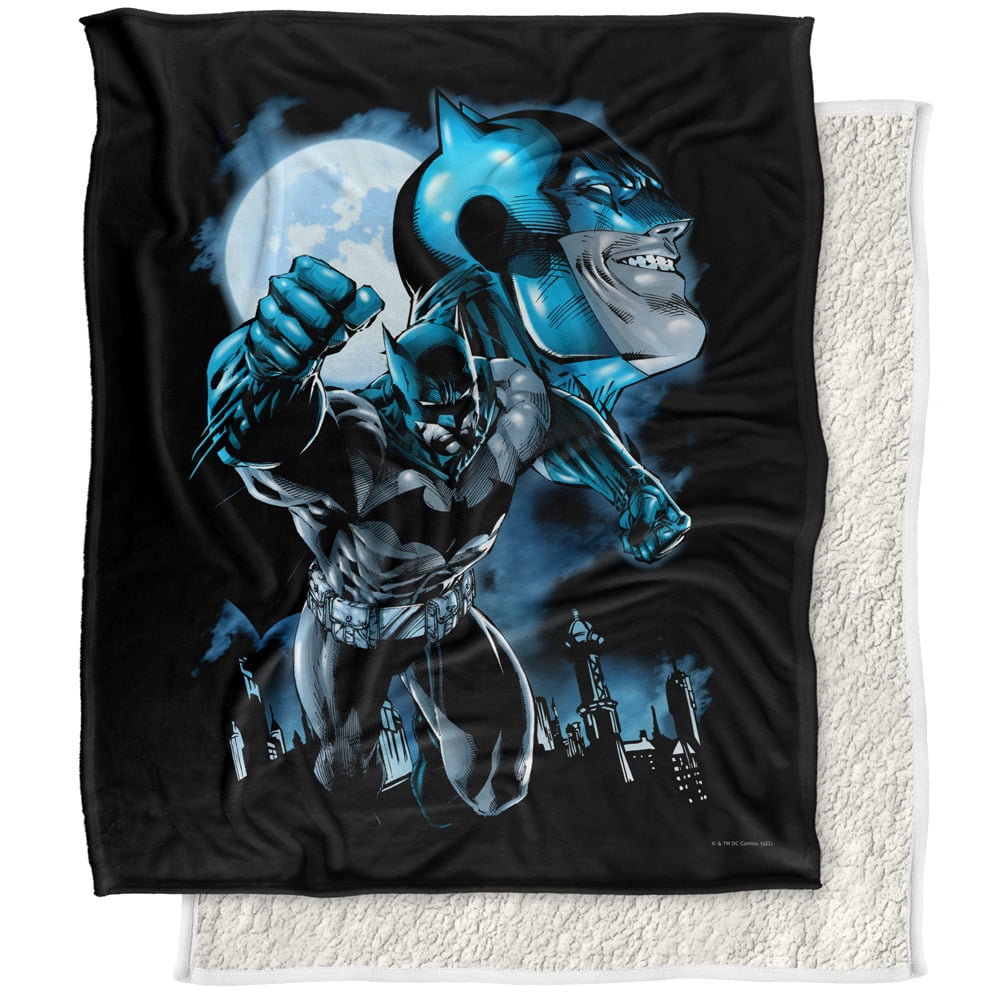 Batman Blanket, 50"x60", Moonlight Bat Silky Touch Sherpa Back Super