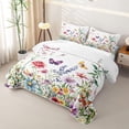 thumbnail image 3 of Homewish Watercolor Wildflower Butterfly Quilt Full For Women,Multicolor Romantic Full Bedspread Sets,3-Piece, 3 of 7