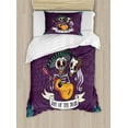 thumbnail image 1 of Day of the Dead Twin Size Duvet Cover Set, Invitation to Traditional Celebration Party with Mexican Music Performance, Decorative 2 Piece Bedding Set with 1 Pillow Sham, Multicolor, by Ambesonne, 1 of 3