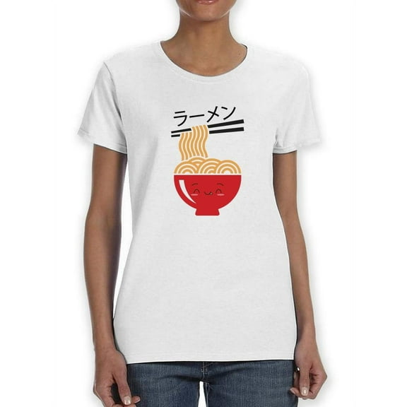 Happy Noodle Bowl Art Shaped T-Shirt Women -Smartprints Designs, Female Large