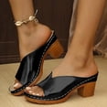 thumbnail image 2 of Women's Low Block Heels Open Toe Sandals Chunky Slides Fashion Wedding Party Dress Slippers Casual Summer Mules Slip on Shoes Black Size 7, 2 of 7