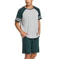 thumbnail image 4 of Ekouaer Mens Pajama Short Sets Short Sleeve Crewneck Pajama Lounge Set Raglan Sleepwear, 4 of 6