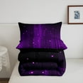 thumbnail image 5 of Black and Purple Comforter Set Twin Ombre Glitter Bedding Set for Teen Women Room Decor,Abstract Striped Comforter Lightweight 2Pcs, 5 of 6