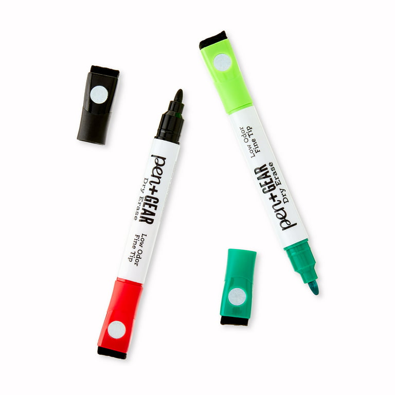 Mag-Fancy Magnetic Dry Erase Marker Set - Fine Tip Whiteboard Markers,  Build-in Erase, 9 Color, Safe Inks, Low Odor