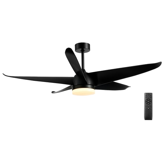 Costway 60'' Reversible Ceiling Fan with Light 2700K/4200K/6500K Adjustable LED Fan Black