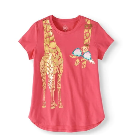 Wonder Nation - Girls' Embellished Animal Graphic Tee Shirt - Walmart.com