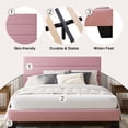 thumbnail image 6 of Einfach Full Bed Frame, Platform Bed Frame with Panel Upholstered Velvet Headboard, Pink, 6 of 7