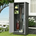 thumbnail image 5 of Marcree 73''H Outdoor Waterproof Storage Cabinet, Utility Closet, Garden Tool Organizer Sheds with Lock Doors and Shelves, Locking Cabinets for Backyard, Patio(GreyWhite), 5 of 7