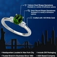thumbnail image 2 of Gem Stone King 14K White Gold Green Chrome Diopside and Moissanite Engagement Ring for Women | 0.90 Cttw | Oval 7X5MM | Gemstone Birthstone | Size 8, 2 of 6