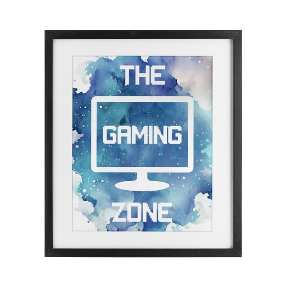 Gaming Zone Moniter Black Framed Print Under Glass, design by Marcus Prime