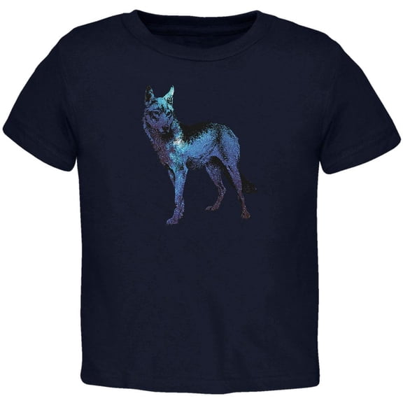 Wolf Galaxy Night Sky Toddler T Shirt Navy 3T