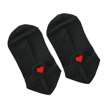 

JunDanmall Heart Expression Embroidery Women Low Cut Breathable Cotton Ankle Boat Socks