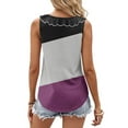 thumbnail image 4 of Lenpel Women's Tank Tops Summer Casual V Neck Ruffle Trim Color Block Sleeveless T Shirts Cami Tunic Tee Blouses, 4 of 6