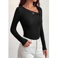 thumbnail image 4 of PRETTYGARDEN Womens Early Fall Fashion Long Sleeve T Shirts Asymmetrical Ribbed Fitted Trendy Going Out Tops Y2K Outfits, 4 of 8