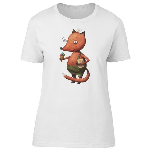 Funny Fox Eating Ice Cream T-Shirt Women -Image by Shutterstock, Female x-Large