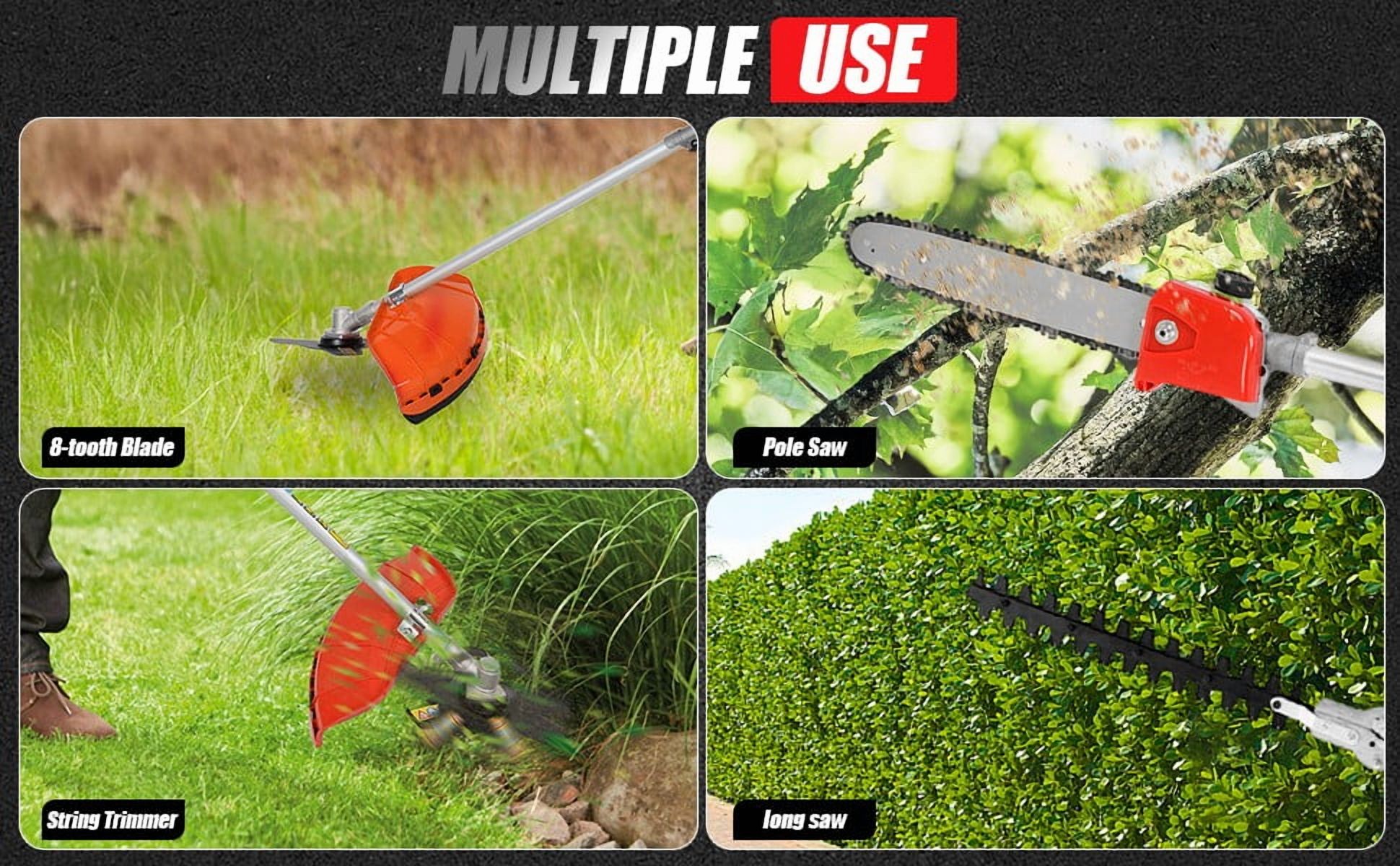 YNCE 2025 New 5 in 1 2-Stroke Gas String Trimmer with Hedge Trimmer,Brush Cutter Powered, 52cc Gas Powered Weed Eater for Weeds and Grass, Weed Eater, Hedge Trimmer, Edger, Brush Cutter