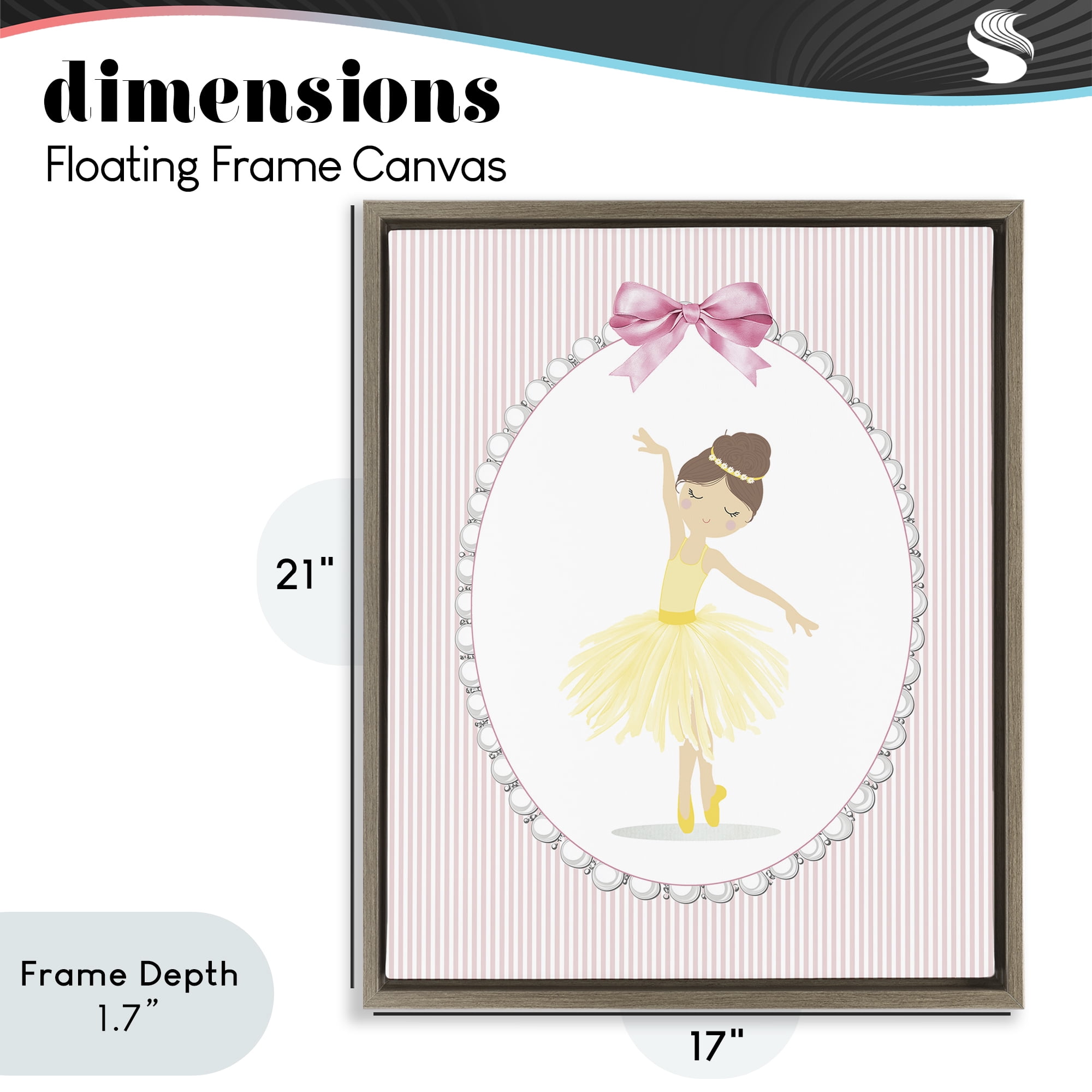 Stupell Industries Dainty Dance on Stripes Brown Framed Floater Canvas Wall Art, design by Christine Simpson Art