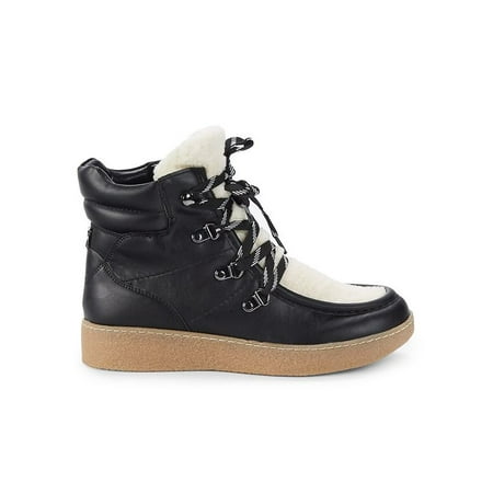 

Women s Leather & Faux Fur Booties - Black Multi