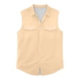 thumbnail image 4 of YLSDY Men's Linen Blend Sleeveless Button-Down Shirt, Casual Summer Vest with Dual Chest Pockets Khaki XXXXL, 4 of 7