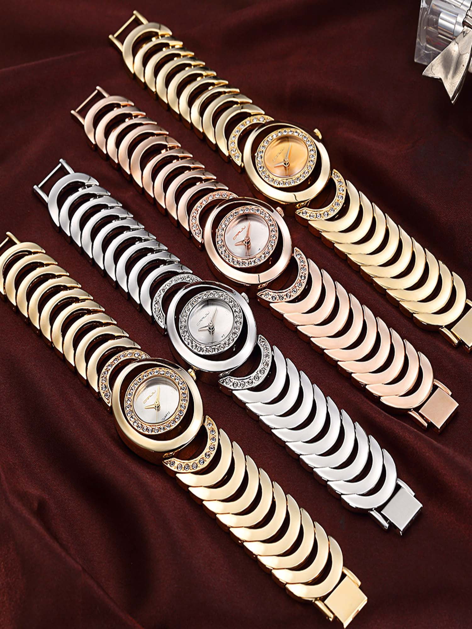 CRRJU Gorgeous 3ATM Daily Water Resistant Fashion Women Analog Dress Watch Elegant Bracelet Watch Simple Dial Wristwatch for Lady