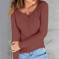 thumbnail image 2 of cfhntfmh Women's Henley Shirts Long Sleeve V Neck Solid Ribbed Button Down Knit Sweater Blouses Trendy Fitted Tops Tunic Shirts, 2 of 5