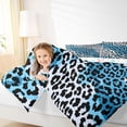 thumbnail image 4 of Homewish Leopard Cheetah Pattern Queen Comforter Set,Monden Chic Aesthetic Bedding Sets,Blue White Black Bedding Comforter Set For Girls Teens,Ultra Soft Home Decor Reversible,3 Pieces, 4 of 8