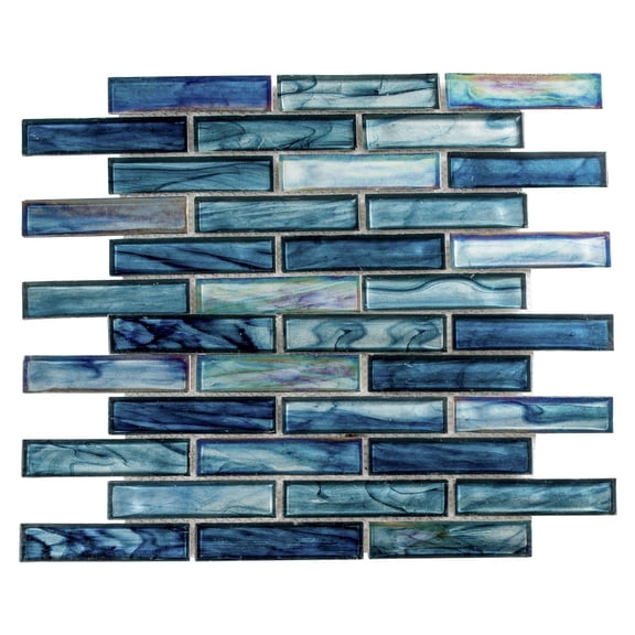 Kaleido 11-in. Brick Joint Iridescent Look Glass Wall & Floor Mosaic Tile