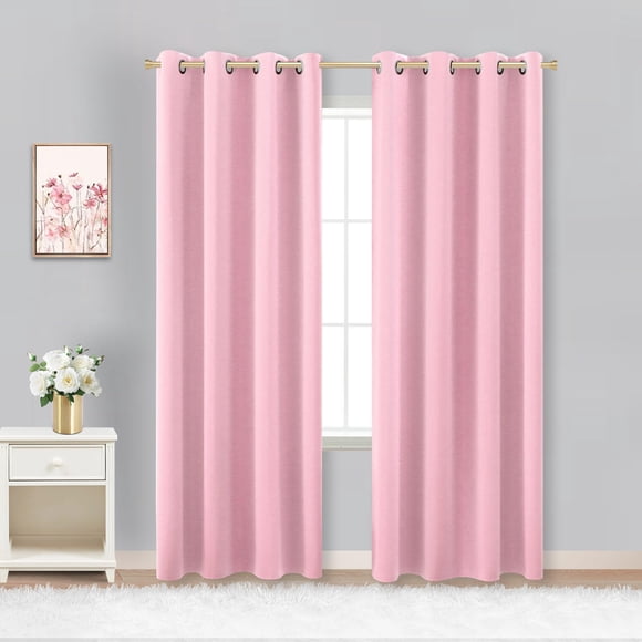 Cortinas Koufall Pink Blackout de 213 cm para dormitorio de niñas, 2 unidades