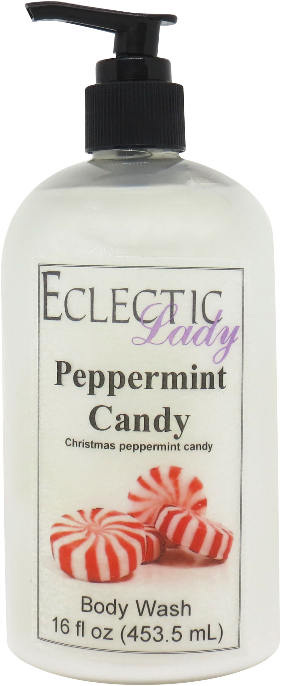 Peppermint Candy Body Wash by Eclectic Lady, Liquid Shower Gel for