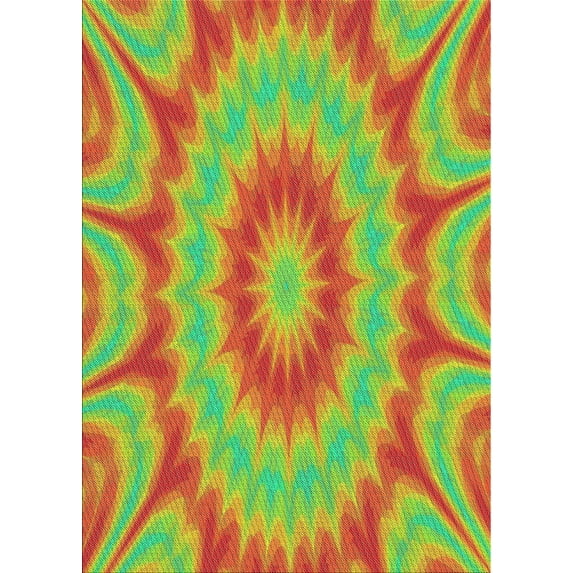 Ahgly Company Machine Washable Indoor Rectangle Transitional Green Area Rugs, 5' x 7'