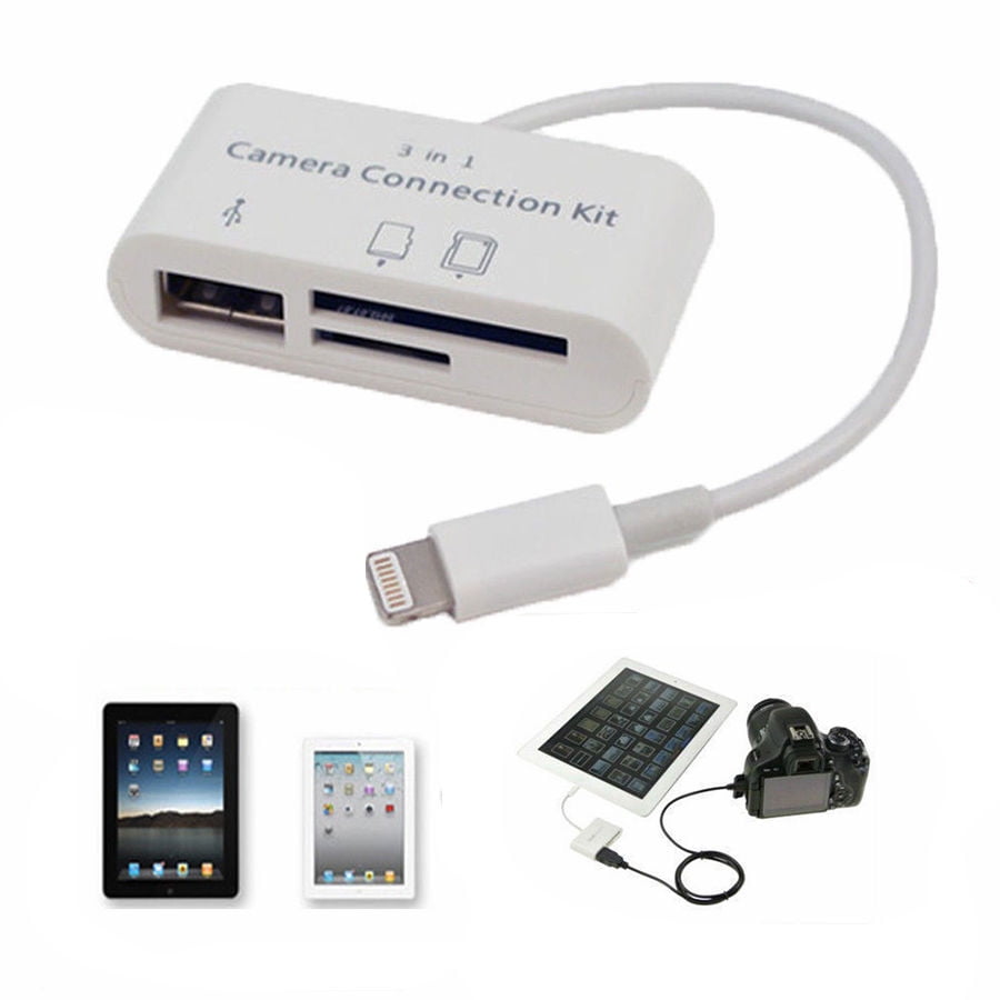 3 in 1 USB Camera Connection Kit Memory Card Reader For iPad Iphone iOS 11