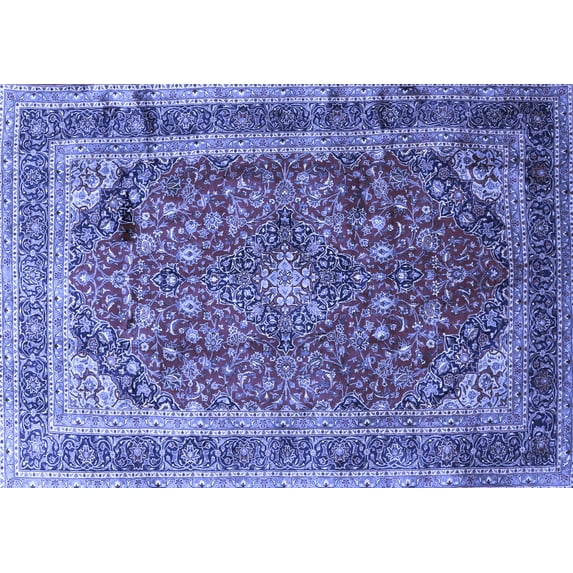 Ahgly Company Indoor Rectangle Medallion Blue Traditional Area Rugs, 7' x 10'