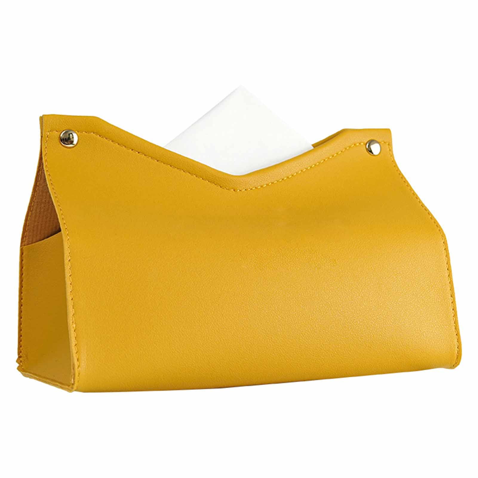 Tissue Box Tissue Case Faux Leather Rectangle V Mouth Paper Holder for Home 