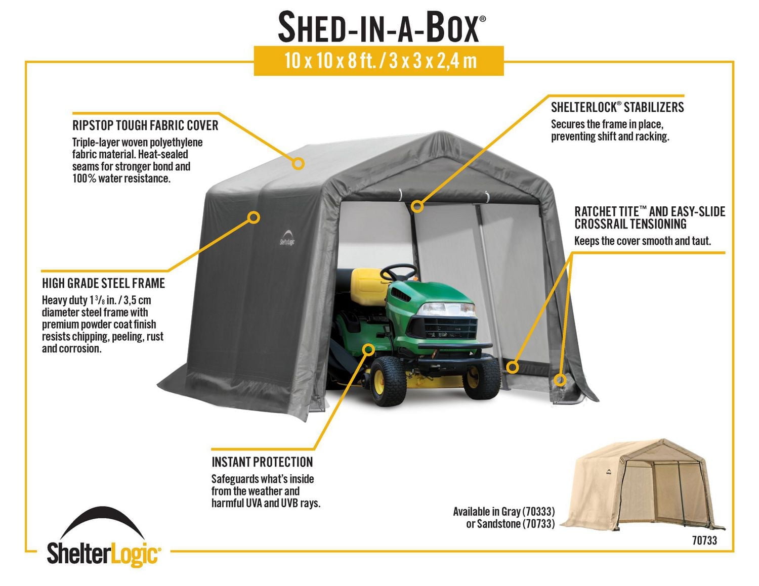 Toit 10 x 10, abri auto autoportant et terrasse.