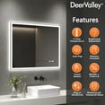 thumbnail image 3 of Deervalley 40 in. W x 32 in. H Rectangular Framed LED Light Anti-Fog Wall Bathroom Vanity Mirror in Black Front Light and Backlit, 3 of 14