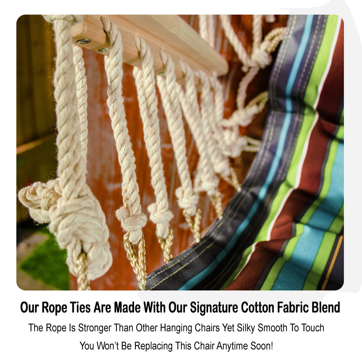 Backyard Expressions Hanging Hammock Chair - Tropical Stripes - Polyester/Cotton Fabric
