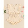 thumbnail image 2 of Little Girl Summer Set Fly Sleeve Button Down Ruffled Tops Bow Shorts, 2 of 7