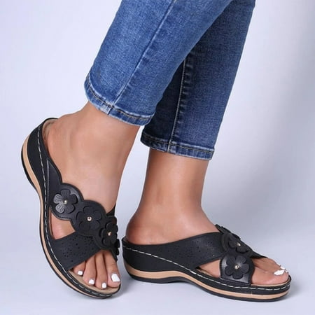 

Yoslce Slippers for Women Ladies Fashion Casual Floral Sandals Wedges Shoes Outdoor Slippers
