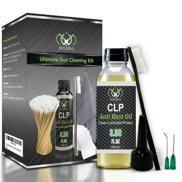 Moarka CLP Gun Cleaning Oil – All-in-One Cleaner, Lubricant & Protectant Kit, 3.4 Oz CLP with Needle Applicator, Patches, Swabs, Brush & Cloth
