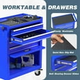 thumbnail image 3 of Aukfa Tool Box, 24.5 in Steel Rolling Tool Chest&Cabinet On Wheels for Garage, 4-Drawer, Blue, 3 of 9