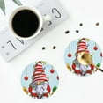 thumbnail image 4 of Picia Funny Christmas Gnome Printed Leather Coasters for Drinks, 4" Drink Coasters Set of 4 for Tabletop Protection, Handmade Luxurious Home Décor and Housewarming Gift -Round Shape, 4 of 6