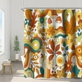 thumbnail image 3 of Boho Floral Bathroom Shower Curtain Vintage 70s Autumn Groovy Hippie with Hooks Polyester Waterproof Fabric Thanksgiving Harvest Decor Bathtub, 72x72 Inch Bright Orange, 3 of 6