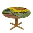 thumbnail image 3 of nygtbtfer Round Fitted Tablecloth Wooden Board Autumn Yellow Floral Bright Flowers Elastic Edge Tablecloth Oilcloth Table 54-58, 3 of 8