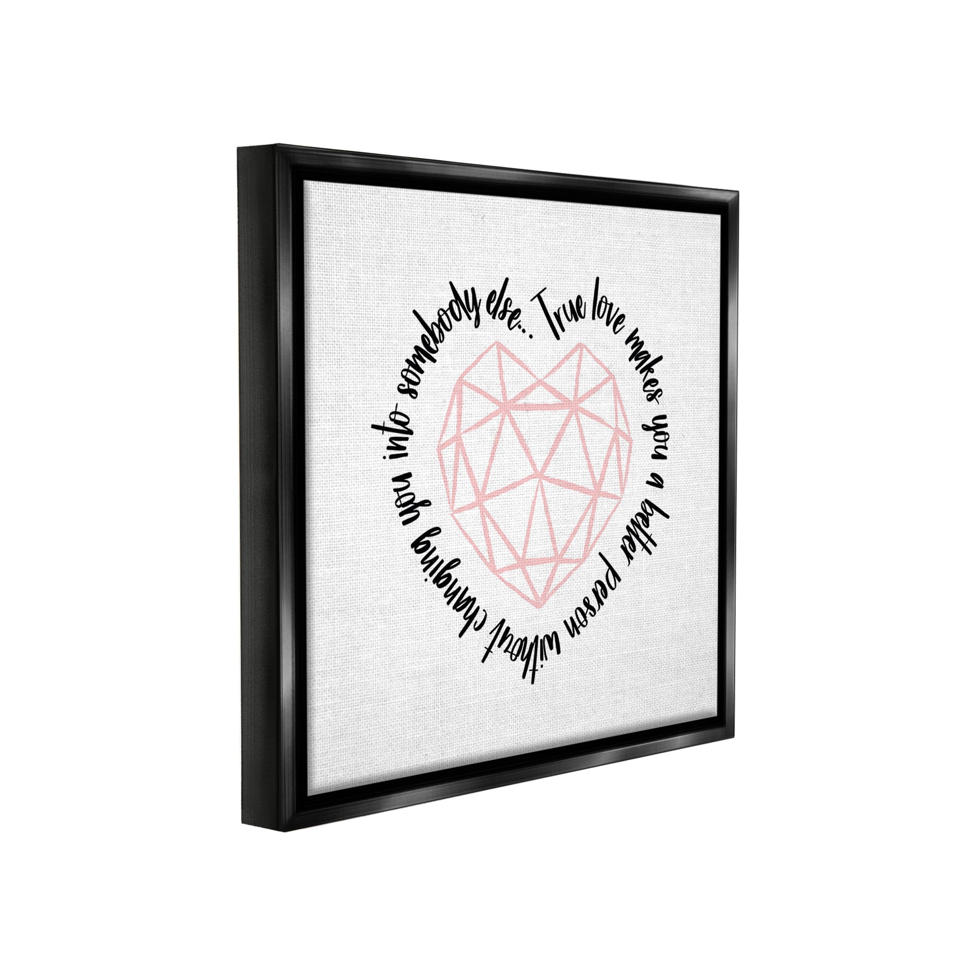 Stupell Industries True Love Inspirational Inspirational Painting Black Floater Framed Canvas Art Print Wall Art, 18 x 18
