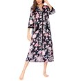 thumbnail image 6 of Ekouaer Women Zipper Robe 3/4 Sleeves Loungewear Dress Full Length Sleepwear Pockets Housecoat Nightgown Long Bathrobe, 6 of 6