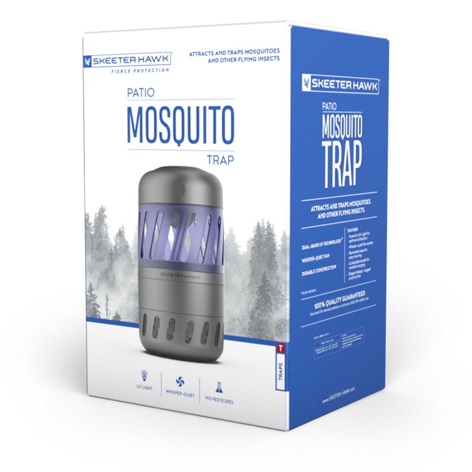 Skeeter Hawk Patio LED UV Mosquito & Flying Insect Trap w/ Whisper Quiet Fan, Small