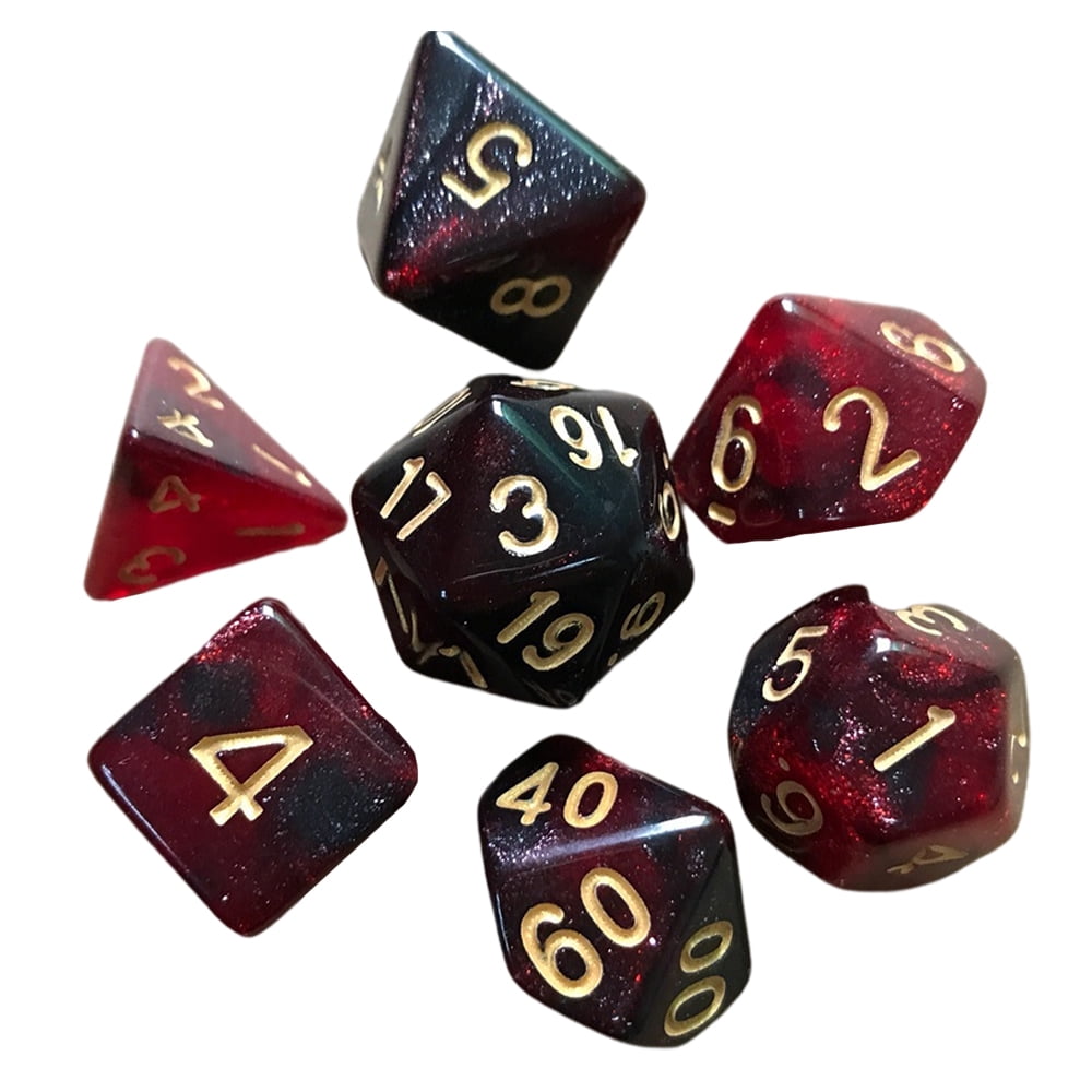 Dice Polyhedral 7-Die Red Green Galaxy Style Dice Set Brand New 