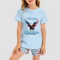 thumbnail image 2 of HCNTES Toddler Girls Boys Independence Day Clothing Printed Star Short Sleeve and Short Set Baby Boys Girls Party Outfit Kids 2t 3t 4t 5t 6t Summer Pjs Set(D01-Sky Blue,7-8 Years), 2 of 7