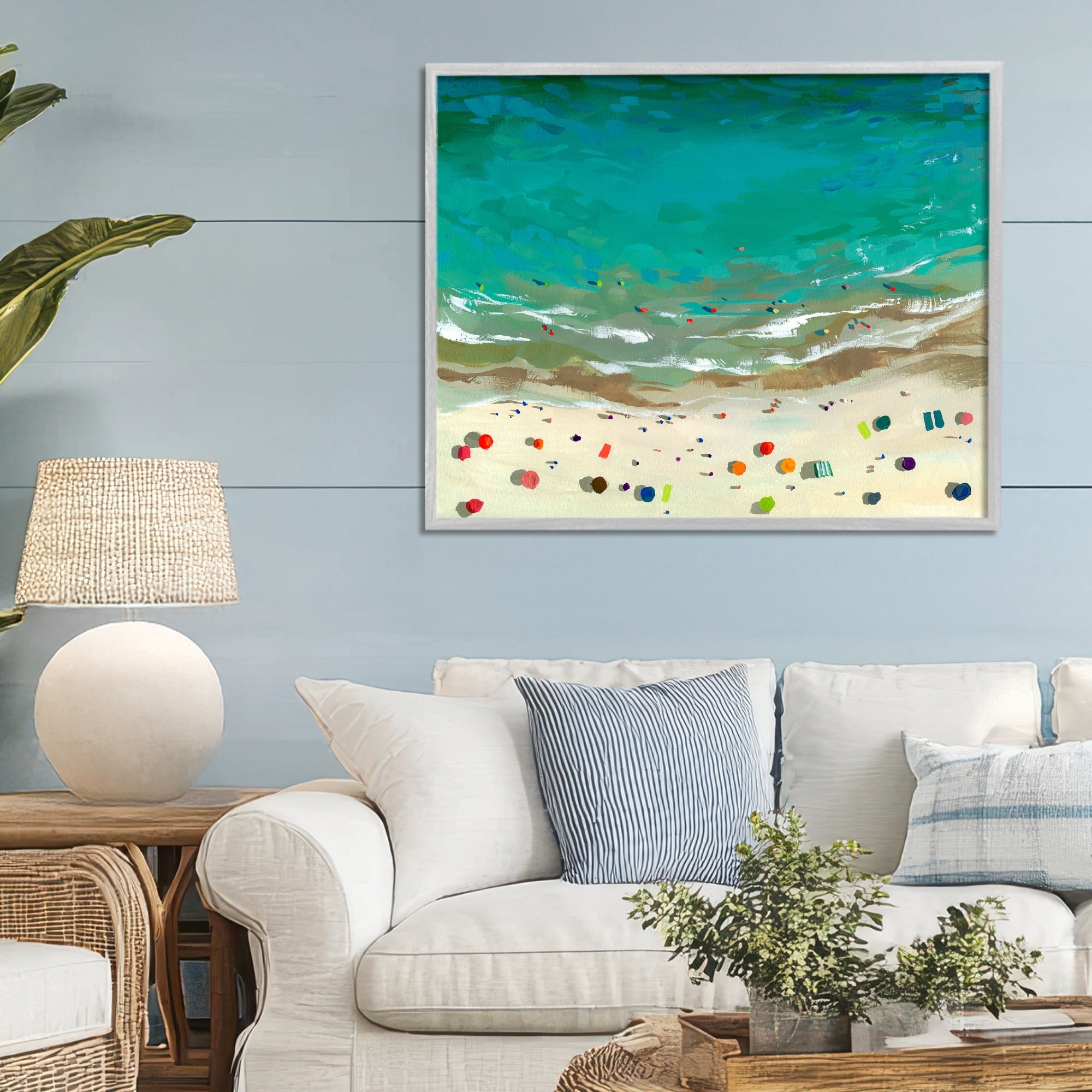 Stupell Industries Aerial Turquoise Shoreline Gray Framed Giclee Art, design by Brook Page