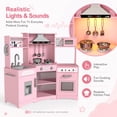 thumbnail image 5 of Wooden Kids Pretend Play Corner Kitchen Set Cooking Playset Toddler Toy Gift with Sounds & Lights(Pink), 5 of 19
